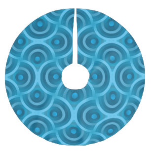 Saia Para Árvore De Natal De Poliéster Onda Elegante, Azul Vintage.