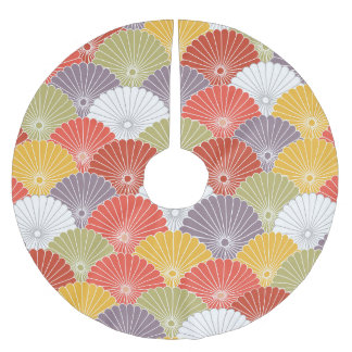 Saia Para Árvore De Natal De Poliéster Onda Floral Japonesa: Vintage Colorida