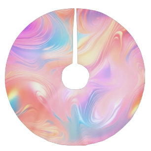 Saia Para Árvore De Natal De Poliéster Ondas abstratas rosa azul amarelo neon na moda