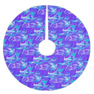 Saia Para Árvore De Natal De Poliéster Ondas Celestiais: O Mármore Azul Branco e Roxo