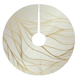 Saia Para Árvore De Natal De Poliéster Ondas de Ouro luxuosas: Design de Vintage Premium