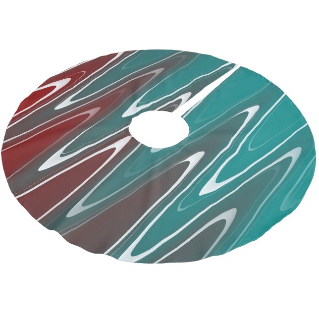 Saia Para Árvore De Natal De Poliéster Ondas em branco (Inclinado)