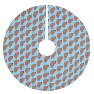 Saia Para Árvore De Natal De Poliéster Óptica desenho animado de capybara ukulele