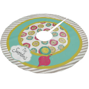 Saia Para Árvore De Natal De Poliéster Orb Flocos de neve e ornamentos em órbita