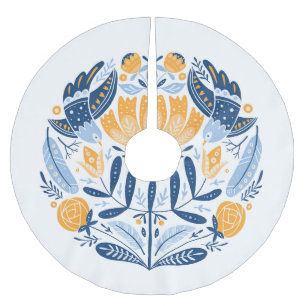 Saia Para Árvore De Natal De Poliéster Ornamento Floral de Arte Folclórica Escandinava