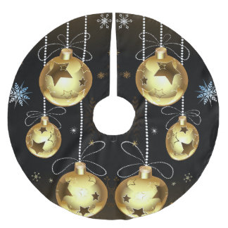 Saia Para Árvore De Natal De Poliéster Ornamentos de Ouro de Natal Brilhantes Estrelas Ne