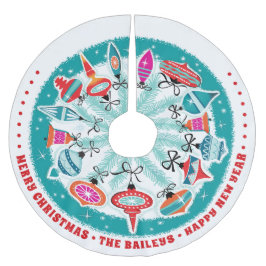 Saia Para Árvore De Natal De Poliéster Ornamentos Retroativos de Borda Aqua Personalizada