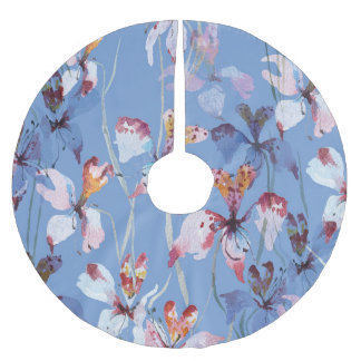 Saia Para Árvore De Natal De Poliéster Orquídea Selvagem Elegância: Luxo Aquarela