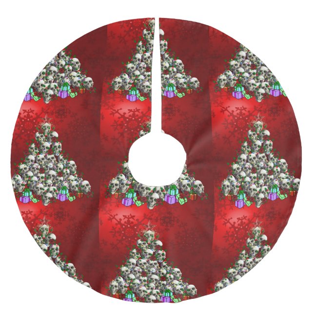 Saia Para Árvore De Natal De Poliéster Os crânios do Natal (Frente)