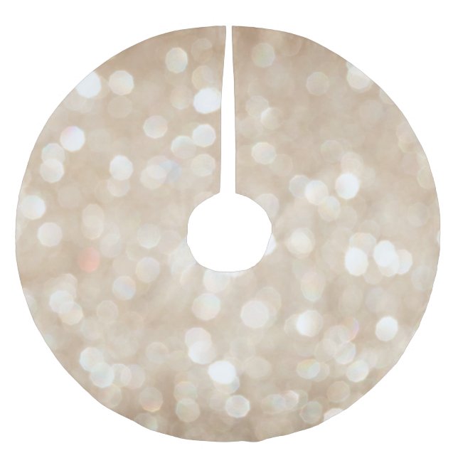 Saia Para Árvore De Natal De Poliéster Ouro brilhante, fundo de Natal desfocado. (Frente)