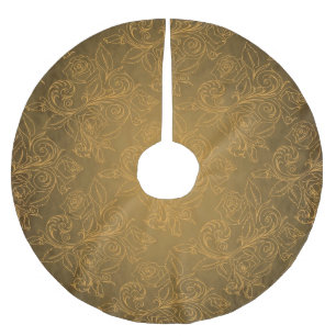 Saia Para Árvore De Natal De Poliéster Ouro cor-de-rosa da antiguidade do laço do vintag