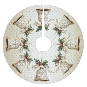 Saia Para Árvore De Natal De Poliéster Ouro de Natal Shiny Stars Green Folhas