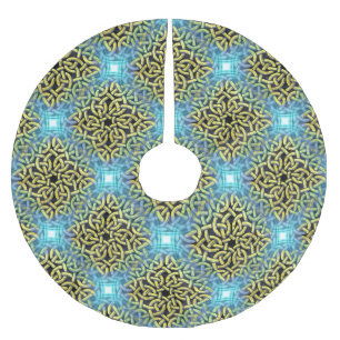 Saia Para Árvore De Natal De Poliéster Ouro Vitoriano Intercalado Trim Aqua Background