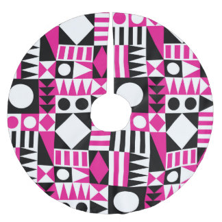 Saia Para Árvore De Natal De Poliéster Padrão abstrato moderno do século médio.