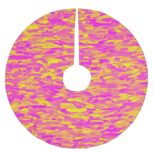Saia Para Árvore De Natal De Poliéster Padrão Abstrato Rosa Amarelo Laranja