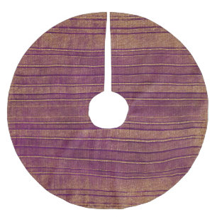 Saia Para Árvore De Natal De Poliéster Padrão bonito de Stripes de Laranja Queimado