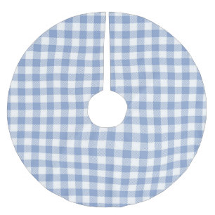 Saia Para Árvore De Natal De Poliéster Padrão clássico Gingham azul verificado