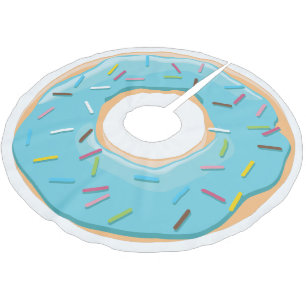 Saia Para Árvore De Natal De Poliéster Padrão Colorido de Donuts Retrô Festa Divertida Mi