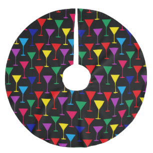 Saia Para Árvore De Natal De Poliéster Padrão Colorido Martini Cocktail