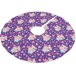 Saia Para Árvore De Natal De Poliéster Padrão Coração Corajoso Cupido Cujo Porco É Coraçã