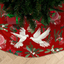 Saia Para Árvore De Natal De Poliéster Padrão das aves festivas
