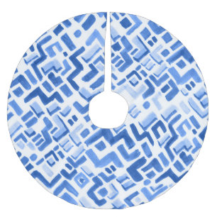 Saia Para Árvore De Natal De Poliéster Padrão de Abstrato Geométrico de Aquarela