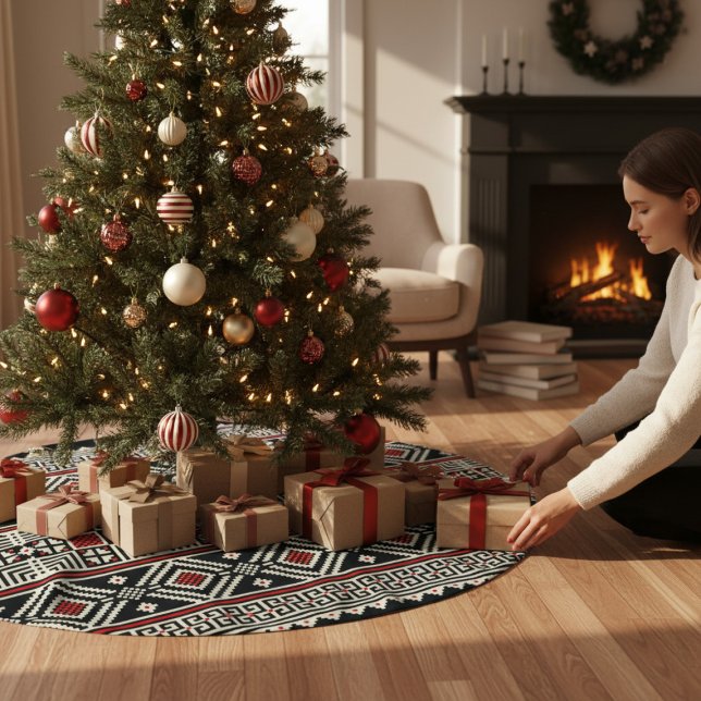 Saia Para Árvore De Natal De Poliéster Padrão de Abstrato tribal (Criador carregado)