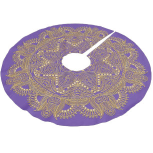 Saia Para Árvore De Natal De Poliéster Padrão de Arte em Estrela de Mandala Violeta Roxo