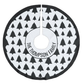 Saia Para Árvore De Natal De Poliéster Padrão de árvore de Natal de abeto preto e branco