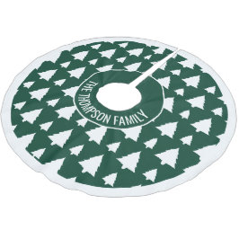 Saia Para Árvore De Natal De Poliéster Padrão de árvore de Natal de abeto verde e branco