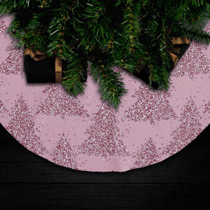 Saia Para Árvore De Natal De Poliéster Padrão de árvore elegante   Dusty Mauve Rosa Natal