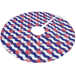 Saia Para Árvore De Natal De Poliéster Padrão de Caranguejos Felizes