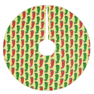 Saia Para Árvore De Natal De Poliéster Padrão De Cartoon De Divas De Pimenta Vermelha E V