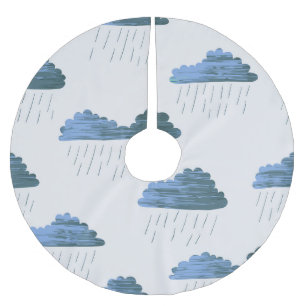 Saia Para Árvore De Natal De Poliéster Padrão De Chuva: Vintagem De Nuvens Escuras