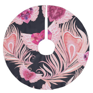 Saia Para Árvore De Natal De Poliéster Padrão de Dia de os namorados de Aquarela Suave e