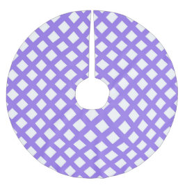 Saia Para Árvore De Natal De Poliéster Padrão de Diamante Xadrez Branco Roxo