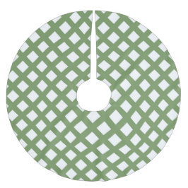Saia Para Árvore De Natal De Poliéster Padrão de Diamante Xadrez Verde Branco