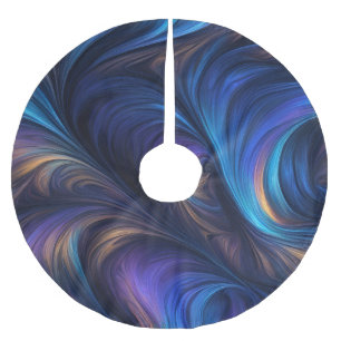 Saia Para Árvore De Natal De Poliéster Padrão de espiral azul colorido