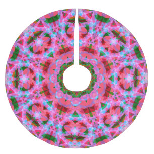 Saia Para Árvore De Natal De Poliéster Padrão de Estrela Vermelha Verde Cor-de-Rosa de Na