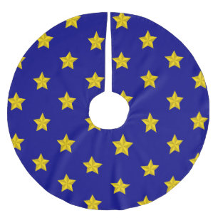 Saia Para Árvore De Natal De Poliéster Padrão de estrelas Douradas, Marinho azul, exclusi