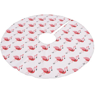 Saia Para Árvore De Natal De Poliéster Padrão de Férias de Natal Flamingo, cor-de-rosa,