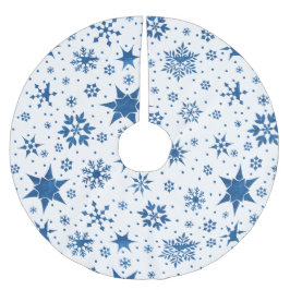 Saia Para Árvore De Natal De Poliéster Padrão de Floco de Neve Azul