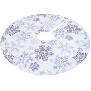 Saia Para Árvore De Natal De Poliéster Padrão de Floco de Neve Roxo