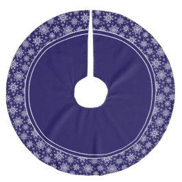 Saia Para Árvore De Natal De Poliéster Padrão de flocos de neve Camisa azul