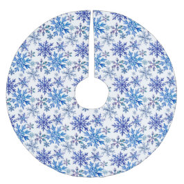 Saia Para Árvore De Natal De Poliéster Padrão de Flocos de Neve em Aquarela