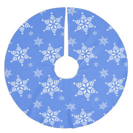 Saia Para Árvore De Natal De Poliéster Padrão de flocos de neve, flocos de neve brancos, 