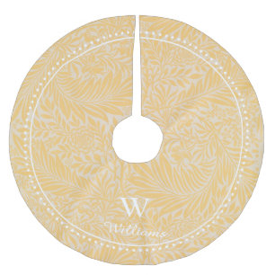 Saia Para Árvore De Natal De Poliéster Padrão de Flor Dourado de Larkspur Vintage Persona