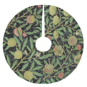 Saia Para Árvore De Natal De Poliéster Padrão de Frutas Romã Escura de William Morris