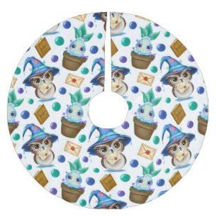 Saia Para Árvore De Natal De Poliéster Padrão de Halloween mágico bonito