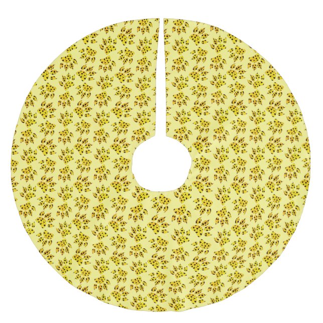 Saia Para Árvore De Natal De Poliéster Padrão de impressão de pata-leopardo (Frente)